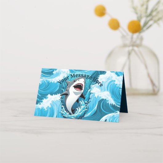 Kommen Sie zu uns für einen bissigen Hai Platzkarte (Vorderseite)