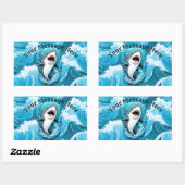 Kommen Sie zu uns für einen bissigen Hai Rechteckiger Aufkleber (Blatt)