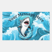 Kommen Sie zu uns für einen bissigen Hai Rechteckiger Aufkleber (Vorderseite)