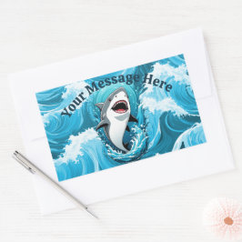 Kommen Sie zu uns für einen bissigen Hai Rechteckiger Aufkleber