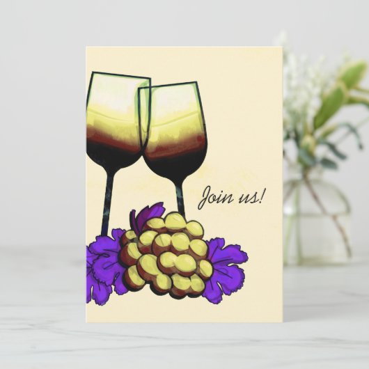 Kommen Sie zu uns! Weinprobe Party Einladung (Stehend Vorderseite)