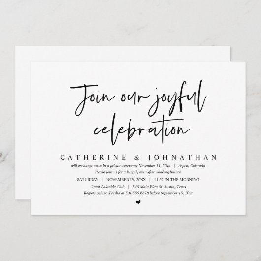 Kommen Sie zu unserem fröhlichen Festessen, Hochze Einladung (Vorne/Hinten)