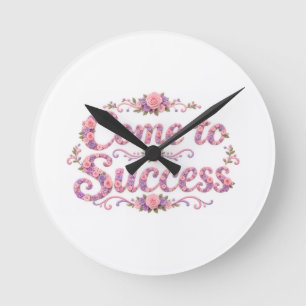 Kommen Sie zum Erfolg Florale Motivationswanduhr Runde Wanduhr