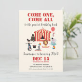 Kommen Sie zum Geburtstag eines jeden modernen Zir Einladung (Stehend Vorderseite)