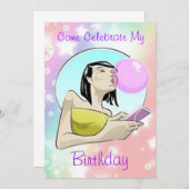 Kommen Sie zum Geburtstag feiern - Einladungen (Vorne/Hinten)