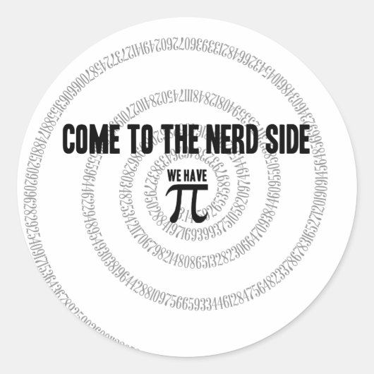 Kommen Sie zum Nerd für Pi Typografy Style Runder Aufkleber (Vorderseite)