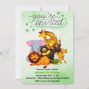 Kommen Sie zum Pack Safari Animal Party Einladung