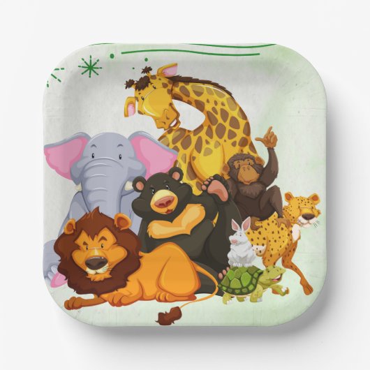 Kommen Sie zum Pack Safari Animal Party Pappteller (Vorderseite)
