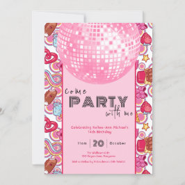 Kommen Sie zum Party mit meiner rosa Geburtstagsei Einladung