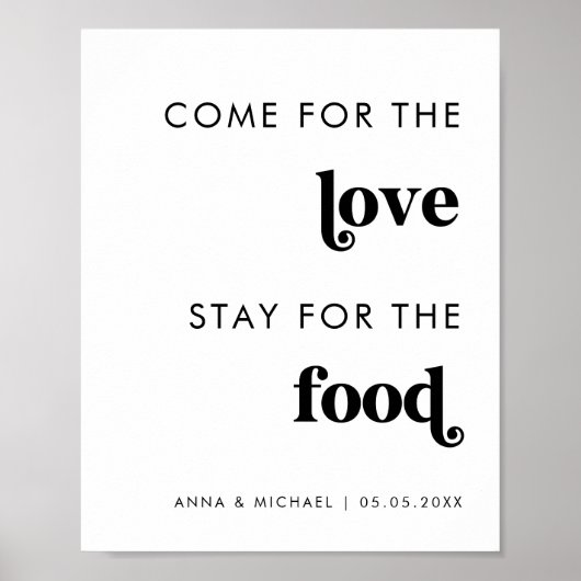 Kommen Sie zur Liebe Bleibe für Food Retro Fun Wed Poster (Vorne)