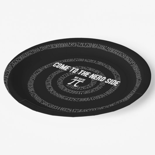Kommen Sie zur Nerd-Seite für Pi auf Black Pappteller (Schrägansicht)