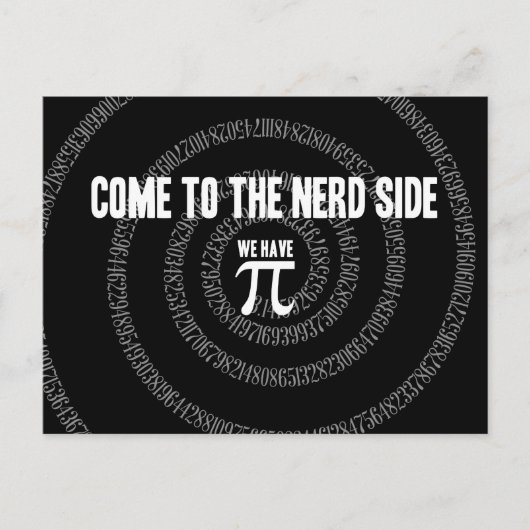 Kommen Sie zur Nerd-Seite für Pi auf Black Postkarte (Vorderseite)