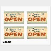 kommen, wenn wir offen sind rechteckiger aufkleber (Blatt)