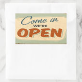 kommen, wenn wir offen sind rechteckiger aufkleber (Tasche)