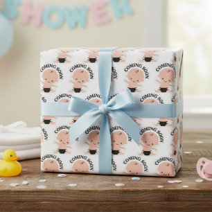 "Kommend" Baby Shower Wrapping Paper Geschenkpapier Set