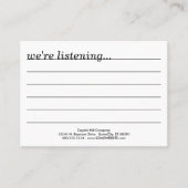 Kommentare? Visitenkarte (Vorderseite)