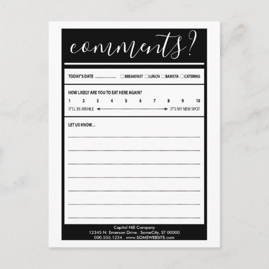 Kommentarkarte der Mailingliste Postkarte (Vorderseite)