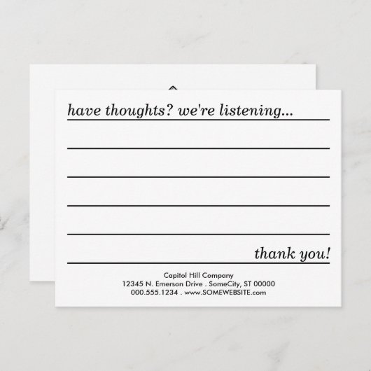 Kommentarkarte Postkarte (Vorne/Hinten)