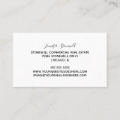 Kommerziell Real Anwesen Agent Chic Custom Black Visitenkarte (Rückseite)