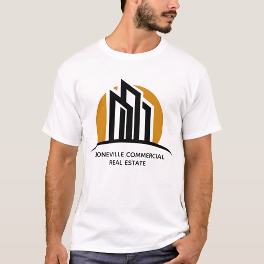 Kommerziell Real Anwesen Company Gebäude Skyline T-Shirt (Vorderseite)