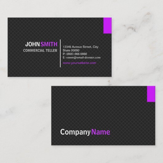 Kommerziell Teller - Modernes Twill Grid Visitenkarte (Vorne/Hinten)