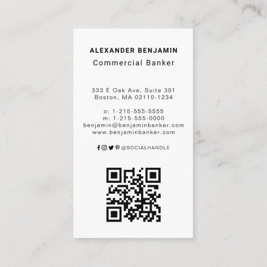 Kommerzielle Banker Foto QR Code Business Card Visitenkarte (Rückseite)