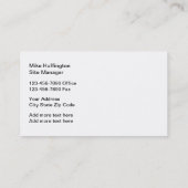 Kommerzielle Bau-Dienstleistungen Visitenkarte (Rückseite)