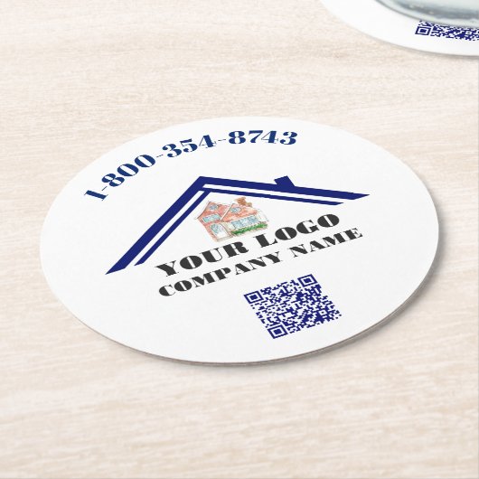 Kommerzielle Logo-QR-Code-Pullboard Runder Pappuntersetzer (Angewinkelt)
