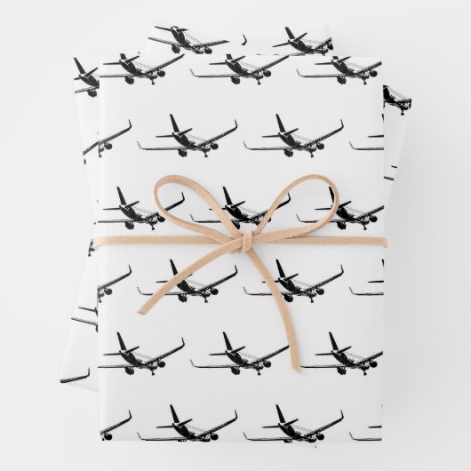 Kommerzielles Flugzeug-Backview-Grafikmotiv Geschenkpapier Set (Beispiel)