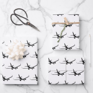 Kommerzielles Flugzeug-Backview-Grafikmotiv Geschenkpapier Set