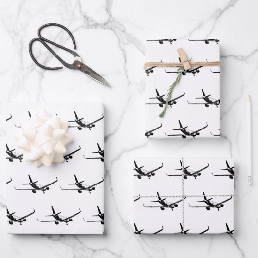 Kommerzielles Flugzeug-Backview-Grafikmotiv Geschenkpapier Set (Vorderseite)