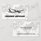 Kommerzielles Flugzeug | Hintergrund der Weltkarte Visitenkarte (Vorne/Hinten)