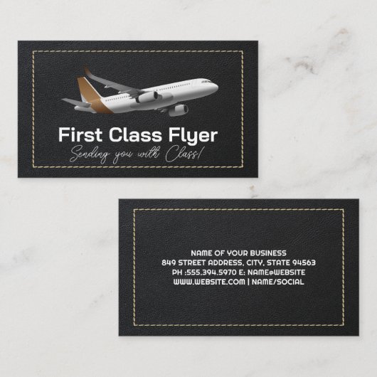 Kommerzielles Flugzeug | Lederstich Visitenkarte (Vorne/Hinten)