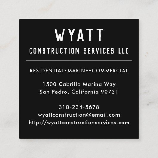 Kommerzielles Schiff-Auftragnehmer Quadratische Visitenkarte (Rückseite)