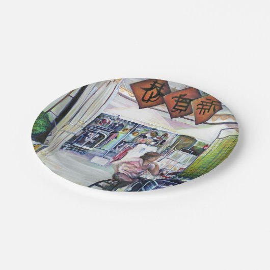 Kommt dieser Drache mit Trainingsrädern? Pappteller (Schrägansicht)