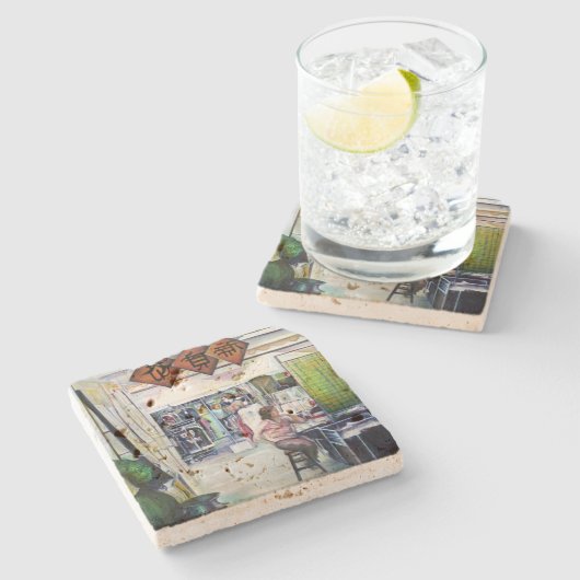 Kommt dieser Drache mit Trainingsrädern? Steinuntersetzer (Seitenansicht)