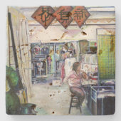 Kommt dieser Drache mit Trainingsrädern? Steinuntersetzer (Vorderseite)