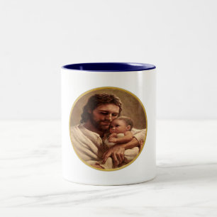 Kommt her zu mir alle, die ihr mühselig und belade zweifarbige tasse
