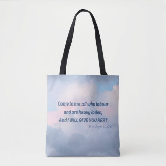Kommt her zu mir...... Bibelvers christliche Typog Tasche