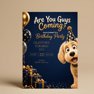 Kommt ihr? Lustige blaue Hunde-Geburtstagsfeier Einladung