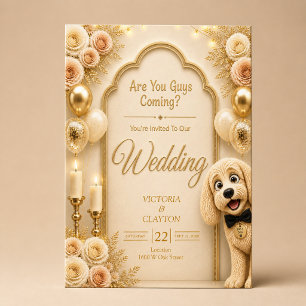 Kommt ihr? Lustige Hundefotocreme-Hochzeit Einladung