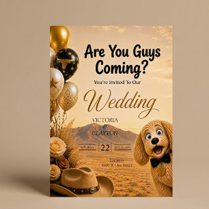 Kommt ihr? Lustige südliche Hundehochzeit Einladung