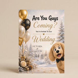 Kommt ihr? Lustige Winter-Hochzeit eines Hundes Einladung