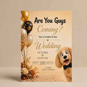 Kommt ihr? Lustiger Hunde-Fall-Hochzeit Einladung
