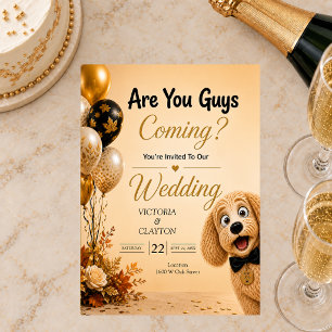 Kommt ihr? Lustiger Hunde-Fall-Hochzeit Einladung