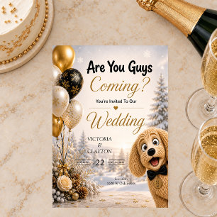 Kommt ihr? Lustiger Hunde-Winterhochzeit Einladung