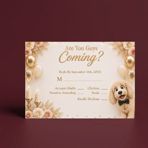 Kommt ihr mit? Lustiger Hund Cream RSVP Karte