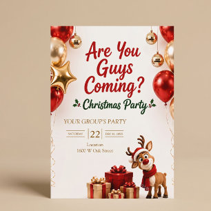 Kommt ihr? Weihnachtsfeier der Rentiere Einladung