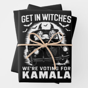 Kommt rein, Hexen, wir stimmen für Kamala Hallowee Geschenkpapier Set