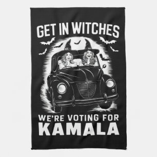 Kommt rein, Hexen, wir stimmen für Kamala Hallowee Geschirrtuch